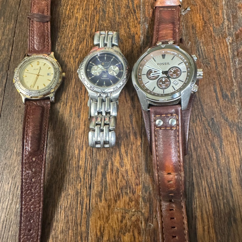 3 VINTAGE FOSSIL WATCHES